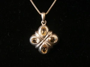 Vintage Sterling Silber Southwestern Citrin Anhänger mit Kette. Preisvorschlag machen! #2365 - Bild 1 von 6
