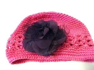 Women's Winter Crochet Knitted Headwear Cap-Acrylic Yarn-NEW-Pink-Size X-Small - Picture 1 of 4
