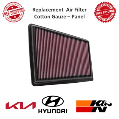 Panel de filtro de aire de alto flujo de repuesto K&N Drop-in para Kia K900, Hyundai Genesis Foto 1 de 4