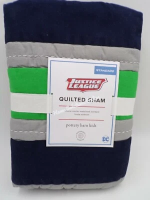 Pottery Barn 儿童正义联盟绗缝假超级英雄海军蓝绿色标准 #9276G — 第 1/4 张图片