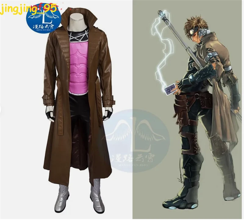 X-Men Gambito Cosplay Disfraces Para hombres Halloween Conjunto Uniforme Traje Completo Accesorio Foto 1 de 4