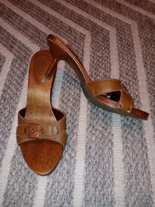 Dr. Scholls Vintage Original Wooden Buckle Sandal Slide Women's Size 6M  - Picture 1 of 7