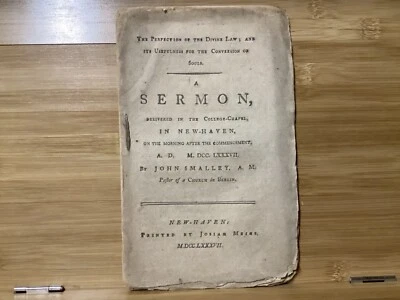 1787 The Perfection Of The Divine Law - John Smalley - Early New Haven Printing - Image 1 of 4