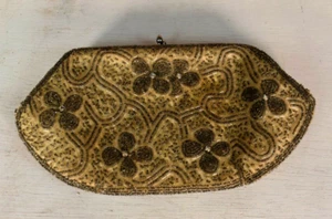 Vintage Beaded Clutch Handbag w/ Silk Lining & Clip Close - Picture 1 of 4