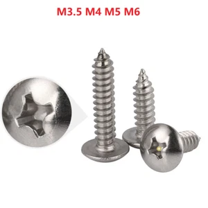 M3.5 M5 M6 Phillips Truss Head Self Tapping Screws Large Flat Head A2 Stainless - Picture 1 of 5