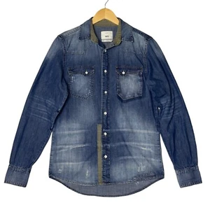 ZARA Denim Shirt 1975 Collection Long Sleeve Button-Down Chest Pockets Size S - Picture 1 of 11