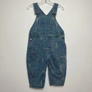 VTG Gymboree Rainbow Tag Overalls Outdoors Alpine Canoe Print 90s Size XS - Picture 1 of 9