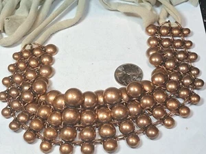 Halskette Vintage Kupfer Perlen Latz Stil Halsband Halskette Beige Band 16-25" - Bild 1 von 21