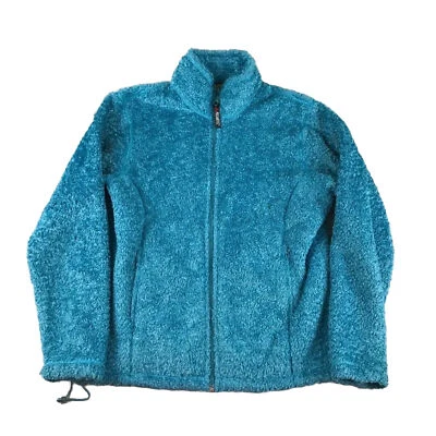 Cabelas Sweatshirt Womens Medium Regular Blue Fleece Full Zip PolarTec  * - Image 1 of 4