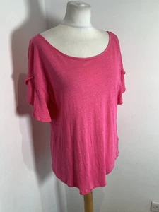 C&C California linen slub knit top M VGC summer pink classic - Picture 1 of 5