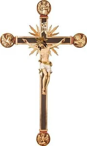 CROCIFISSO CON 4 EVANGELISTI E RAGGI IN LEGNO SCOLPITO - Imagen 1 de 1