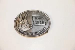 Nutrena Feeds 1846 Iowa Schweinefleischproduzent Schwein Zinn Gürtelschnalle (A) - Bild 1 von 2