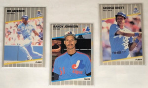 ~1989 Fleer Randy Johnson # 381 RC, Bo Jackson # 285, George Brett #277~