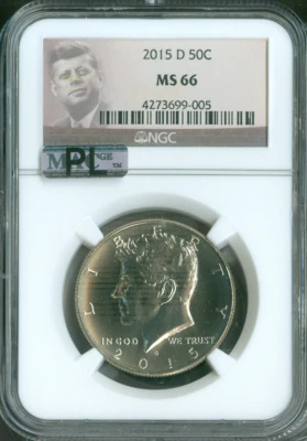 2015 DKENNEDY HALF DOLLAR NGC MS66 MAC PL . - Image 1 of 2