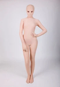 Body de mujer Spandex Gatsuit cuerpo completo ajustado con cremallera Mono Medias de carne - Imagen 1 de 4