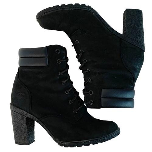 Stivali stringati neri Timberland donna Defender Ortholite taglia 8 5 7317 tacco 3 5