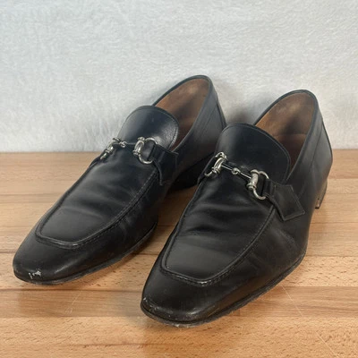 Zapatos de vestir magnanni mocasines plateados de cuero negro para hombre talla 15 M Foto 1 de 4