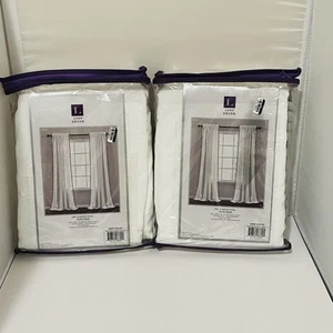 Pom Curtain Textured, Solid White Vintage Chic Lot Of 2 Window 50"W x 84"L Gray - Picture 1 of 7