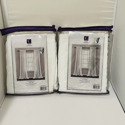 Pom Curtain Textured, Solid White Vintage Chic Lot Of 2 Window 50"W x 84"L Gray - Image 1 of 4