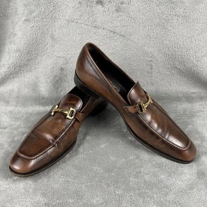 Scarpe eleganti Salvatore Ferragamo in pelle marrone Italia mocassini punta oro uomo 10,5D - Foto 1 di 12