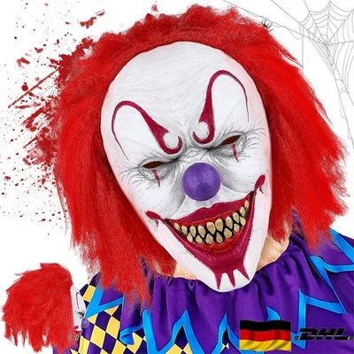 Terrifier Joker Maske mit roten Haaren–Latexmaske Halloween Clown Grusel Cosplay - Bild 1 von 4