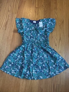 J Crew Crewcuts Girls' printed cotton poplin dress in emerald forest floral 7 - Picture 1 of 7