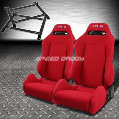 NRG TYPE-R RED RECLINABLE RACING SEAT+LOW-MOUNT BRACKET FOR 11-16 VELOSTER FS Foto 1 de 2