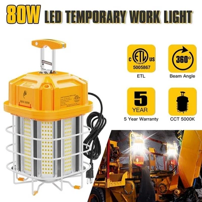 80W LED Temporary Work Light Waterproof Outdoor Construction High Bay Lights ETL - Image 1 of 4