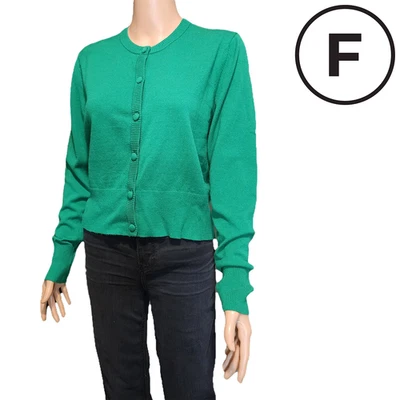 Cárdigan suéter cuello redondo French Connection agujero pequeño nuevo con etiquetas verde grande Foto 1 de 4