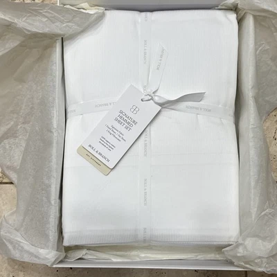 NEW BOLL & BRANCH Signature Hemmed Cotton Sheet Set Textured White  KING - Image 1 of 4