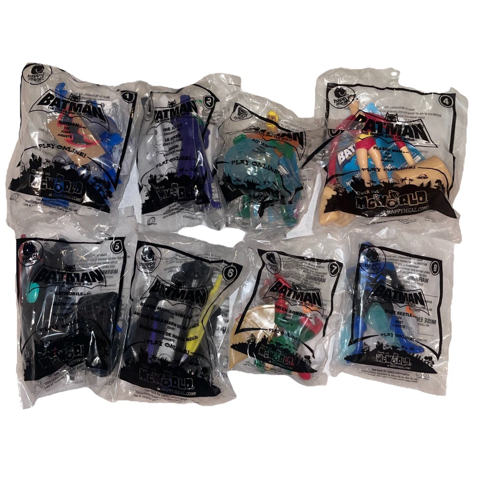 2010 Бэтмен храбрый и смелый Mcdonald's Happy Meal полный набор из 8 новый - Изображение 1 из 4