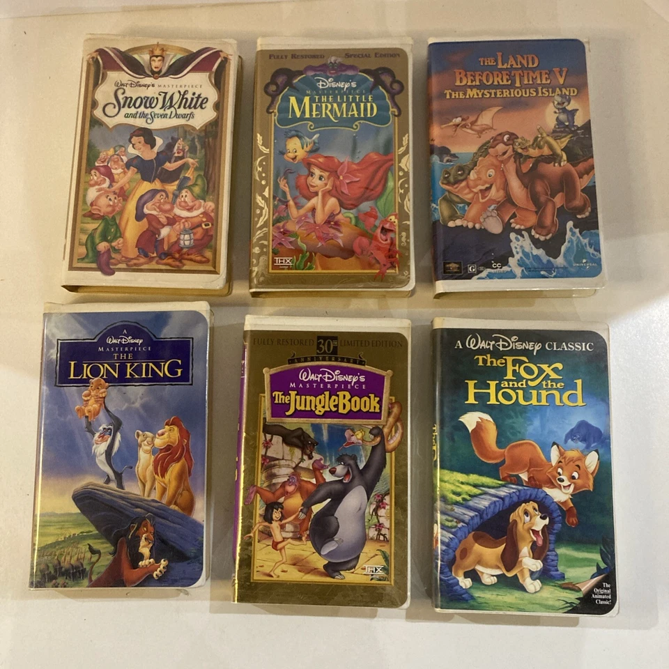 Lot Of 6 Kids Movies Clamshell VHS Disney VCR Video Cassette Tape 90s Movies - Image 1 of 1