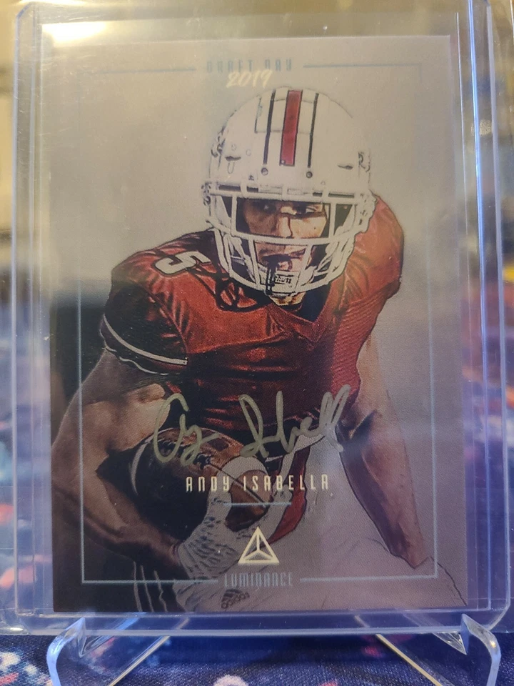 2019 Panini Luminance Draft Day Signatures Silver Ink Andy Isabella Rookie Auto - Image 1 of 2