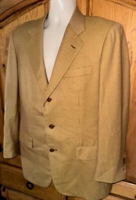 KITON Napoli Gold Houndstooth 100% Cashmere Blazer Surgeon Cuffs Sz 52 / 42 - Image 1 of 4