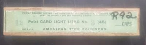 Vintage Letterpress Boxed Type ATF #45 NOS 12pt Card Light Litho #3 uc R92 2# - Picture 1 of 2