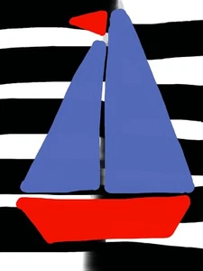BLAUE SEGEL Segelboot Originaldruck Kunst mattiert 11 x 14 Zoll Echtheitszertifikat Carolina Mendez - Bild 1 von 1