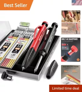 Mechanical Carpenter Pencils Set with 26 Marker RefillsDeep Hole Marker Const - Picture 1 of 9