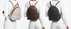 Michael Kors Sheila Medium Logo Rucksack braun vanille schwarz $ 498 Neu mit Etikett verpackt - Bild 1 von 48