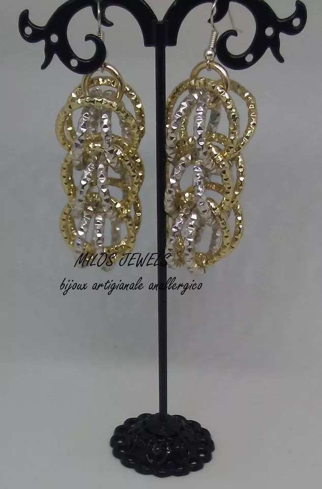 orecchini donna in alluminio color argento ed oro - Immagine 1 di 1
