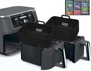 Silicone Air Fryer Liners 10QT, Reusable Airfryer Basket Liners 2pcs - Picture 1 of 8