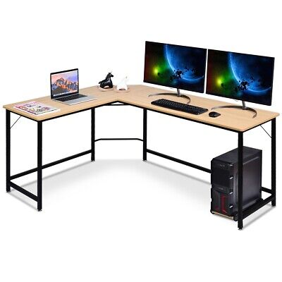 L-Shaped Corner Computer Desk Large PC Laptop Table Workstation With CPU Stand • 89.99£