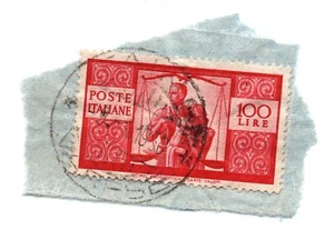 Italy 1945 Democracy 100L SC: 477 Red Used Stamp On Paper (a2) - Picture 1 of 1