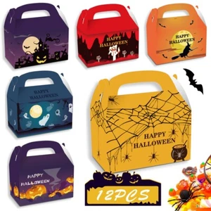 Pack of 12 Halloween Trick or Treat Sweet Candy Gift Cookie Loot Party Boxes - Picture 1 of 11