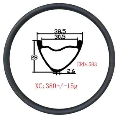 Llanta de carbono 29er XC AM Gravel Bike 38 mm ancho 28 mm profundidad 24H 28H 32H mate brillante Foto 1 de 4