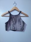 Onzie Flow Womens Sz S/M Sports Bra Gray Black Tiedye Cross Racerback Pullover