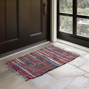 Chindi Hand Woven Cotton Blend Rag Rug 20"x30" Multi-Color Ships Assorted Colors - Picture 1 of 11