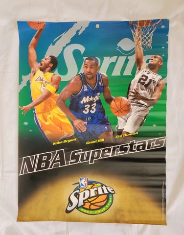 Sprite NBA Superstars Kobe Bryant, Grant Hill, Tim Duncan Poster 2002, 19" x 26" Cover