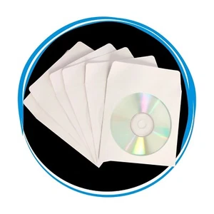 100 CD DVD weiße Papierhülle mit Klarsichtfenster und Klappenumschläge 90g - Bild 1 von 1
