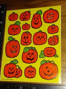 Vintage Stickers,Hallmark, Halloween, Happy Pumpkins, Jol,yellow,1 Sheet,(STKC) - Picture 1 of 4
