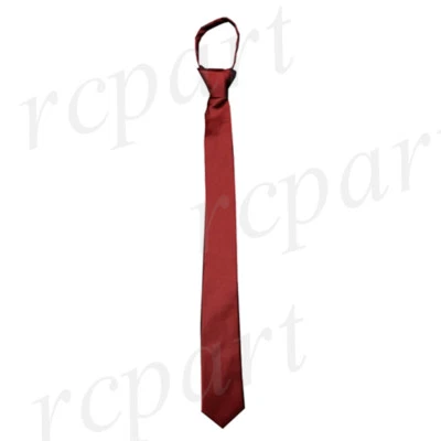 New Poly Men's ready knot zipper pre tied 2.5" skinny neck tie burgundy formal - Image 1 of 2